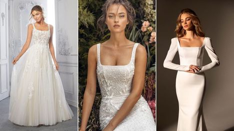 Svadobné šaty so štvorcovým výstrihom: Trend na rok 2022