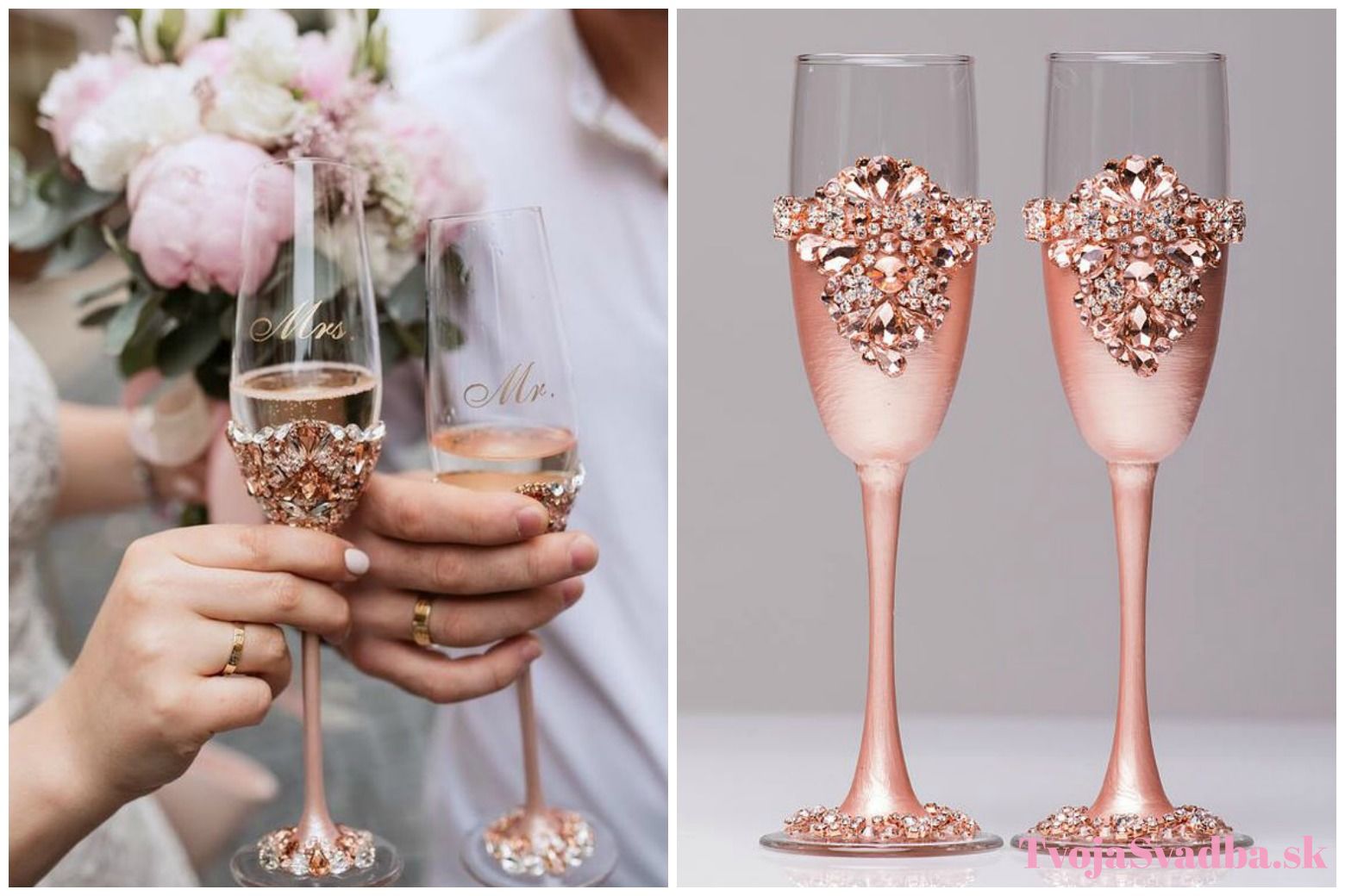elegantné svadobné poháre