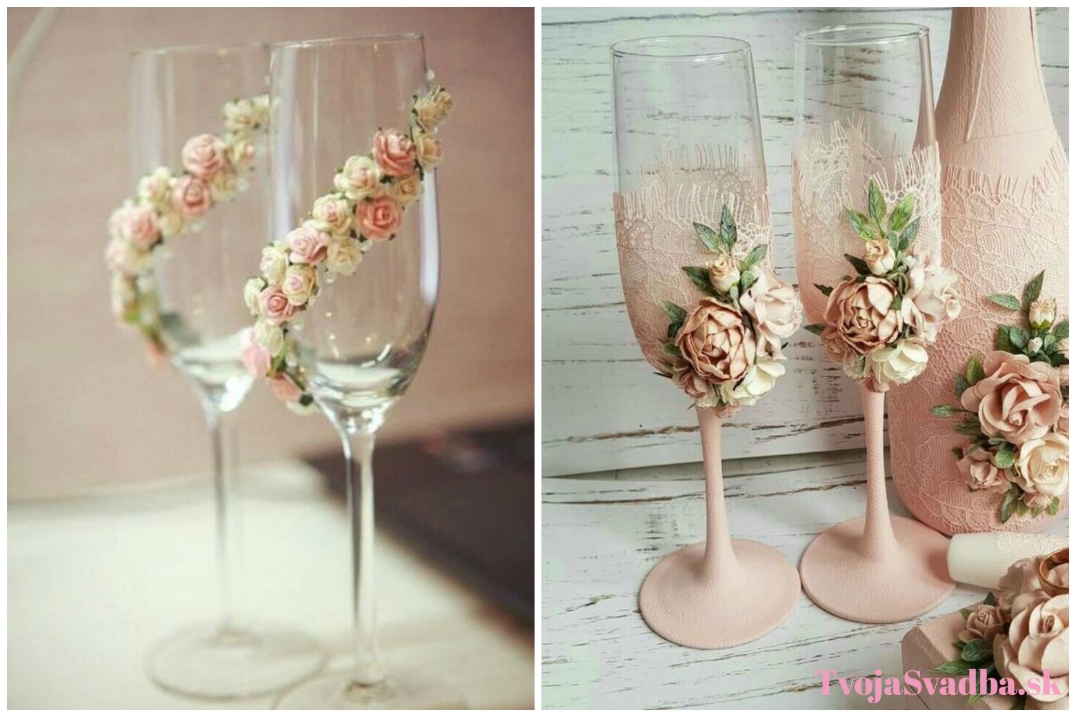 kvetinové svadobné poháre